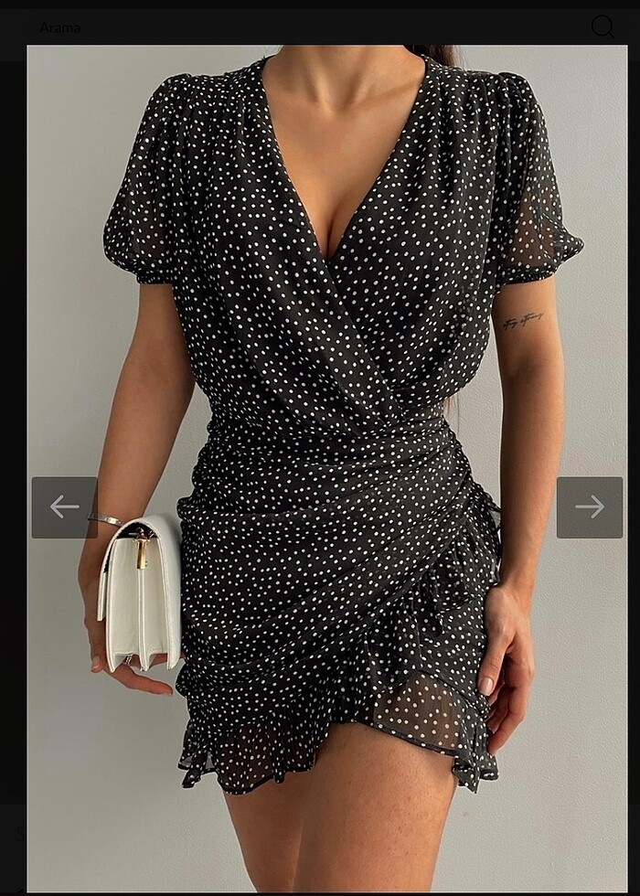 Puantiyeli Mini elbise - Görsel 5