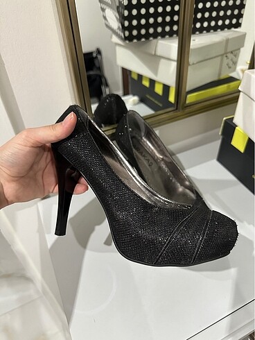 Siyah platform topuklu ayakkabı - Görsel 2