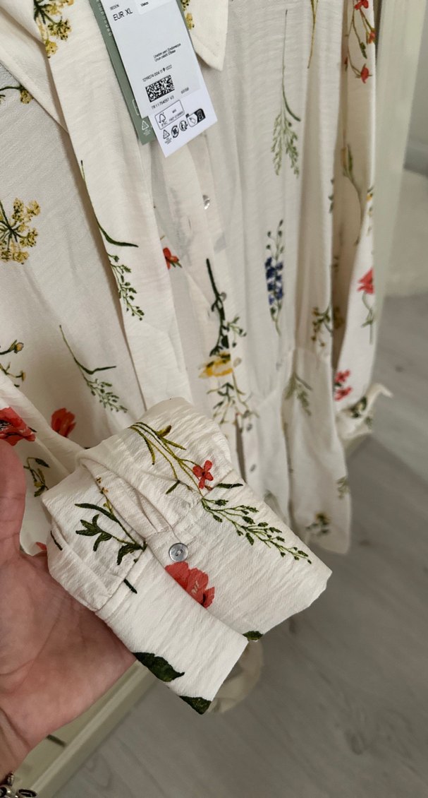 Hm Çiçek Desenli Uzun Kollu Bohem Gömlek elbise - Görsel 4