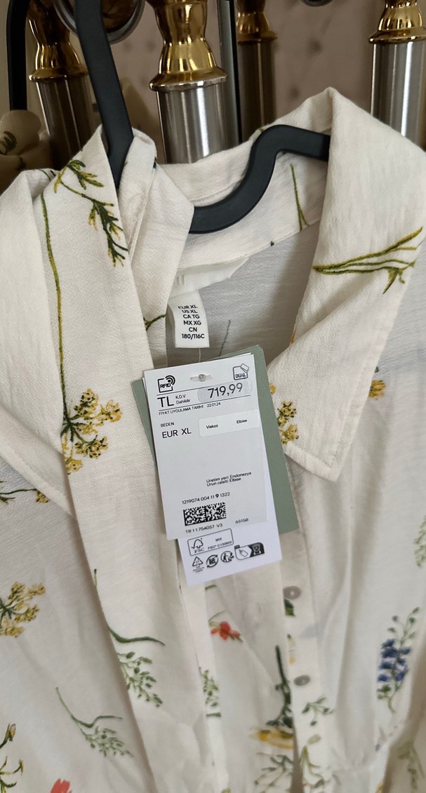 Hm Çiçek Desenli Uzun Kollu Bohem Gömlek elbise - Görsel 3