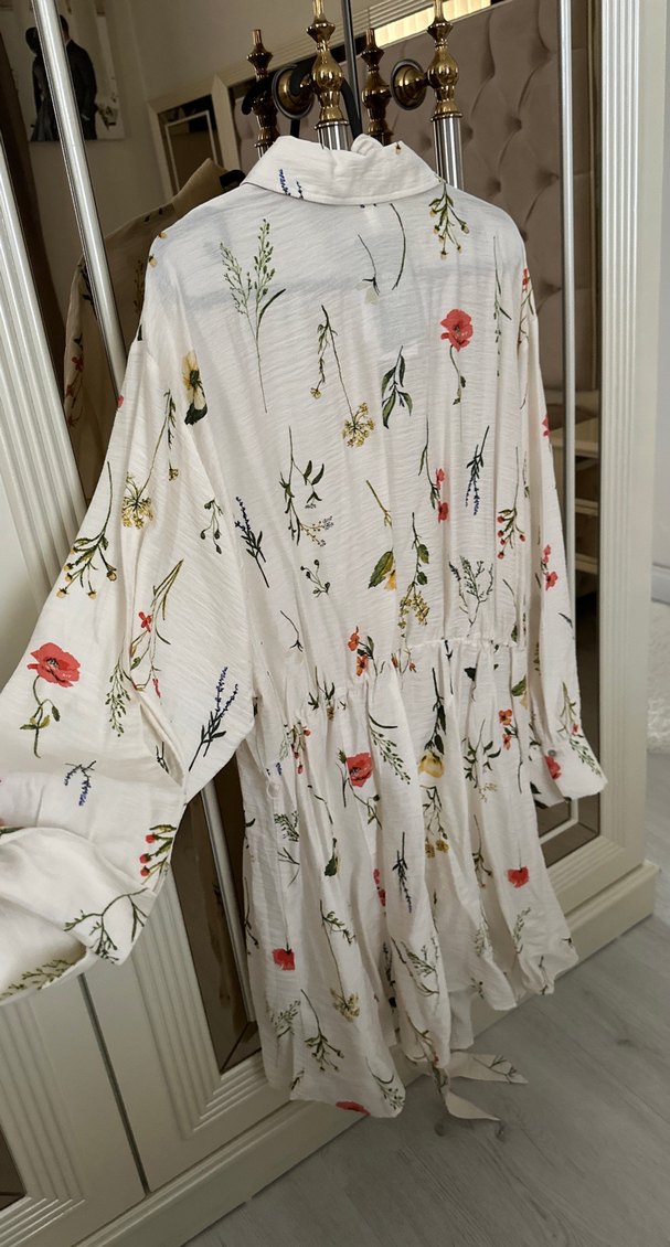 Hm Çiçek Desenli Uzun Kollu Bohem Gömlek elbise - Görsel 2