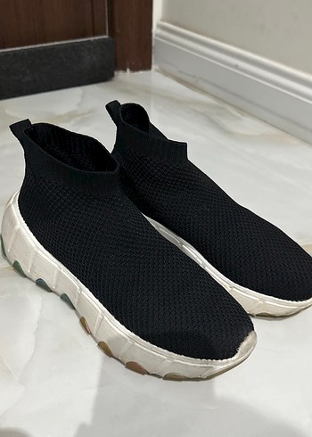 Zara Lastik Detaylı Platform Topuklu Kadın Spor Ayakkabı - Görsel 5