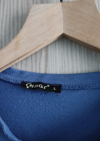 Mavi Hamile Midi Tunik, Uzun Kollu, Salaş Kesim - Görsel 3