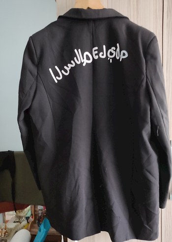 Siyah Baskılı Düğmeli Midi Hamile Ceketi - Görsel 2