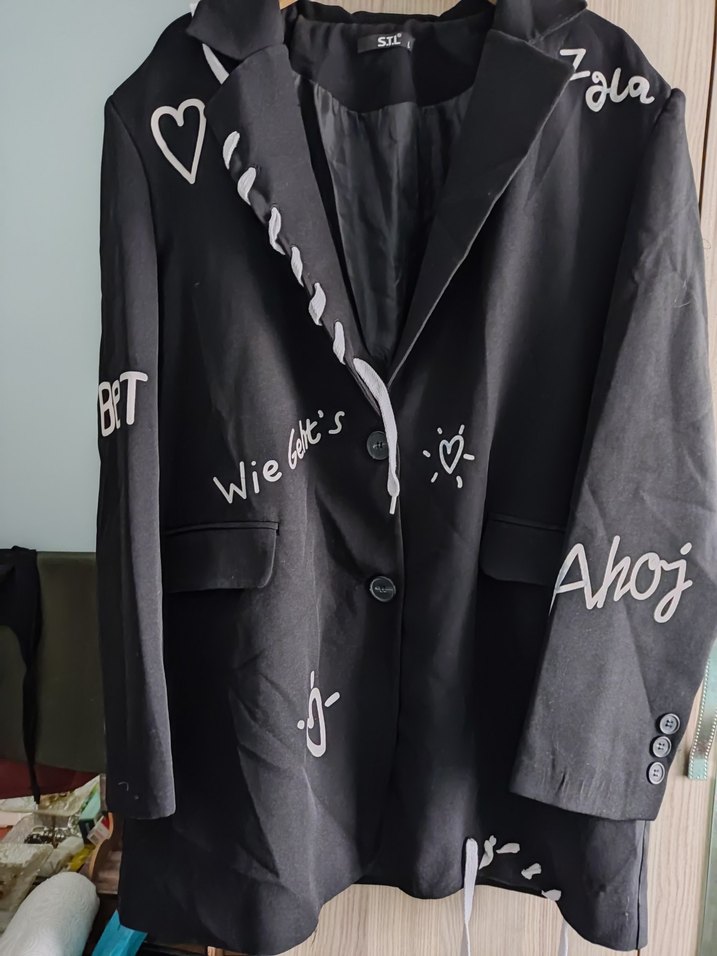 Siyah Baskılı Düğmeli Midi Hamile Ceketi - Görsel 4