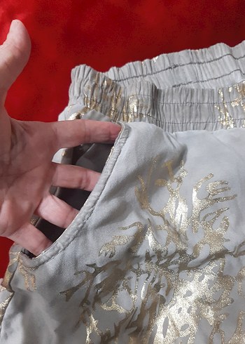 42 Beden Bohem Gri Nakışlı Kadın Kumaş Pantolon