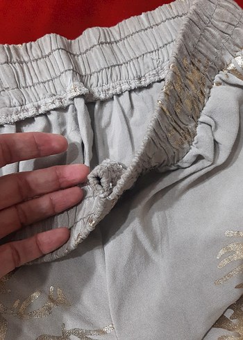 42 Beden gri Renk Bohem Gri Nakışlı Kadın Kumaş Pantolon