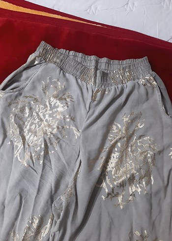 Zara Bohem Gri Nakışlı Kadın Kumaş Pantolon