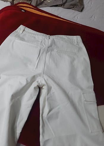 Massimo Dutti Beyaz Pamuklu kadın Kargo Şort