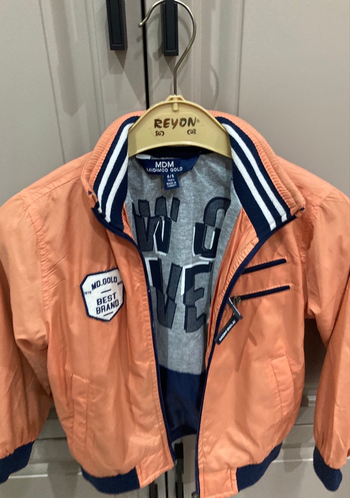 Turuncu Erkek Çocuk Fermuarlı MONT - Görsel 3