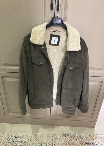 U.S Polo Assn. Haki Kadife Pelus Yaka Mont