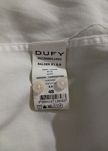 DUFY Uzun Kollu Beyaz Düğmeli Erkek Gömlek - Görsel 7
