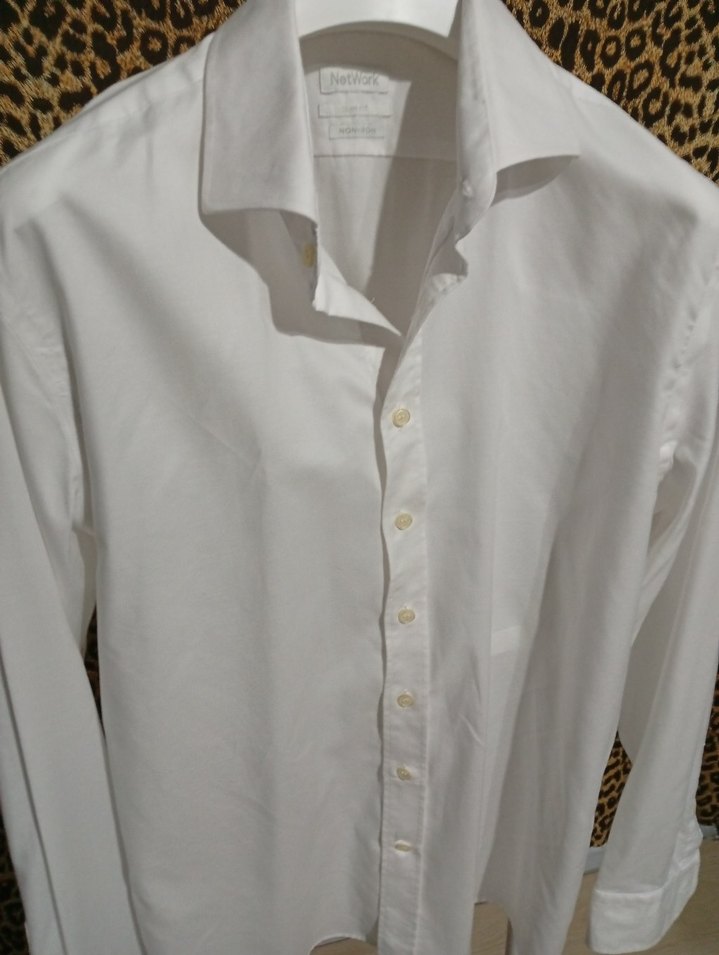 NetWork Düğmeli Beyaz Pamuklu Erkek Gömlek - Görsel 3