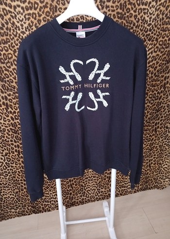 Tommy Hilfiger Erkek Mavi Baskılı Sweatshirt