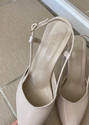 39 Beden Bej Minimalist Stiletto Topuklu Kadın Ayakkabı