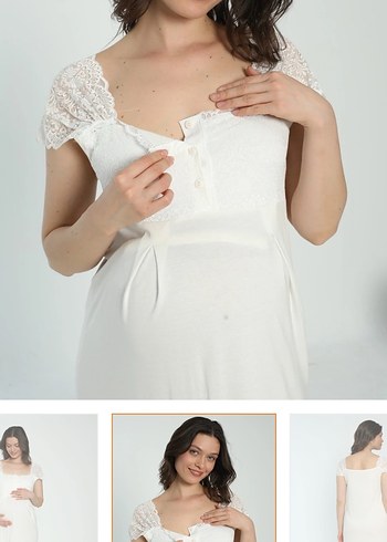 Beyaz Hamile ve Emzirme Gecelik - Görsel 4