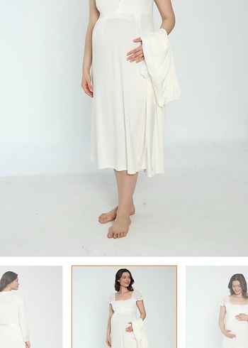 Beyaz Hamile ve Emzirme Gecelik - Görsel 3