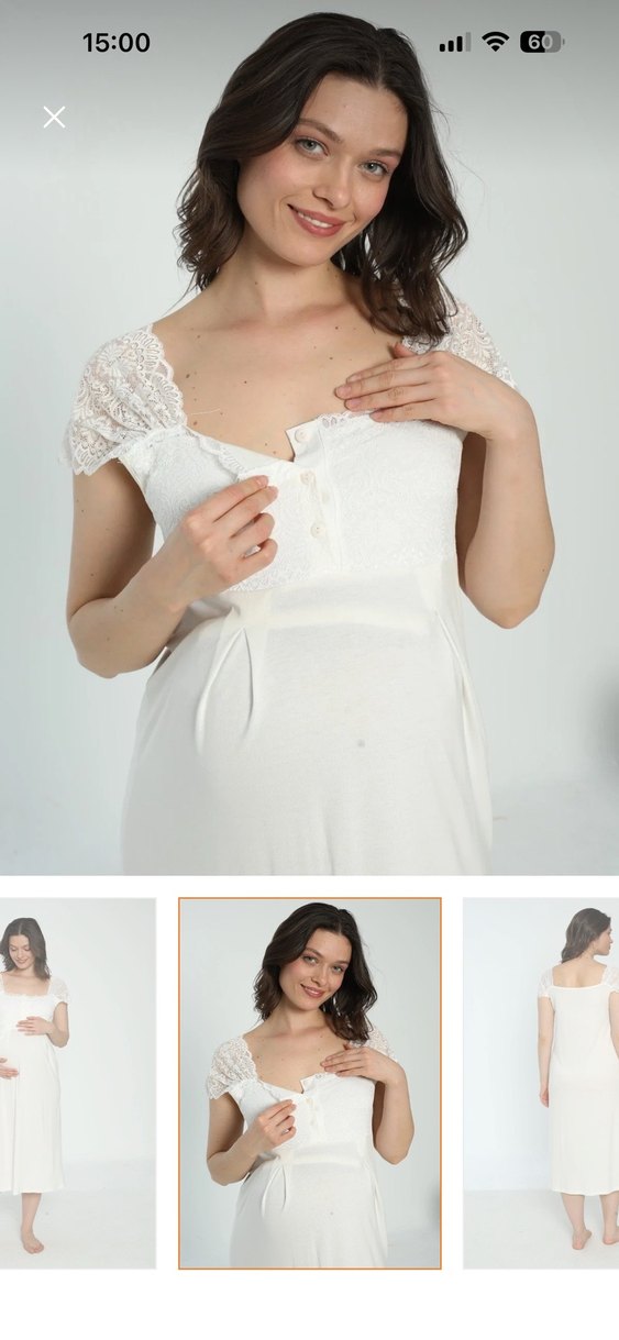 Beyaz Hamile ve Emzirme Gecelik - Görsel 4