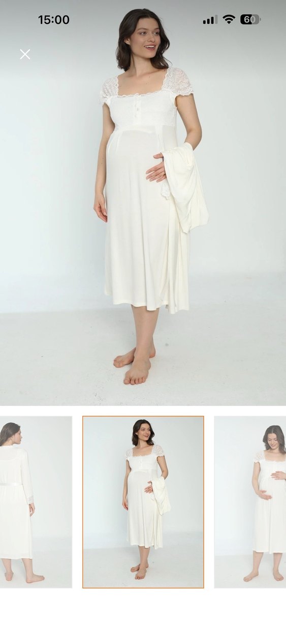 Beyaz Hamile ve Emzirme Gecelik - Görsel 3