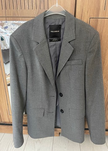 Pull and Bear Gri Dugmeli Kadin Blazer Ceket