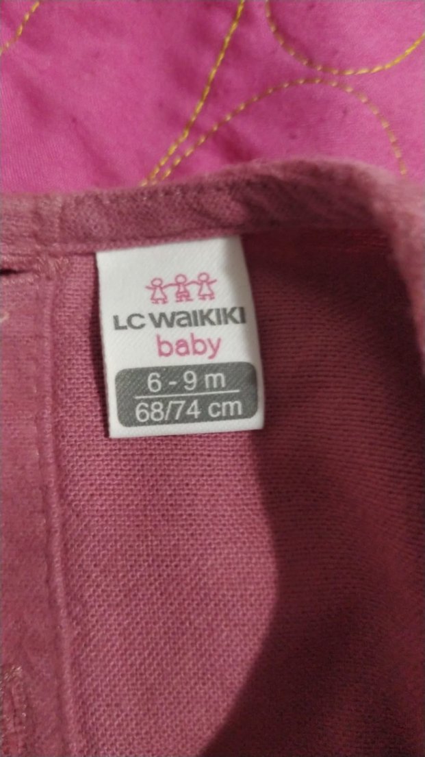 Uzun Kollu Düğmeli Pembe Kız Elbisesi - Görsel 2