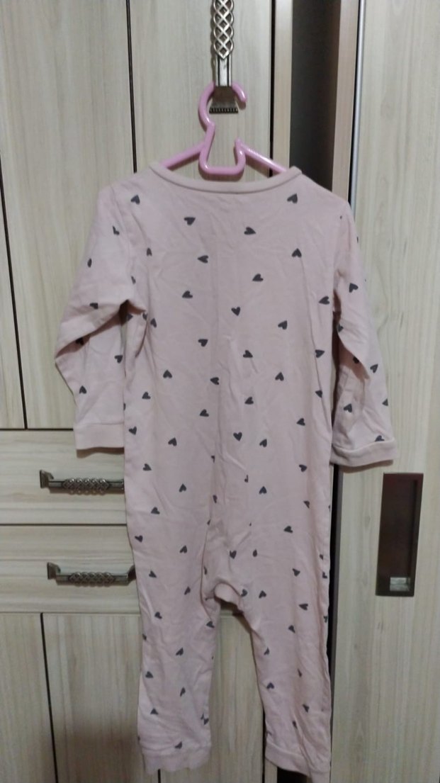 Pembe Kalp Desenli Bebek Kız Tulumu - Görsel 2