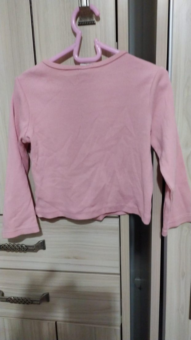 Pembe Kız Çocuk Düğmeli İnce Hırka - Görsel 2