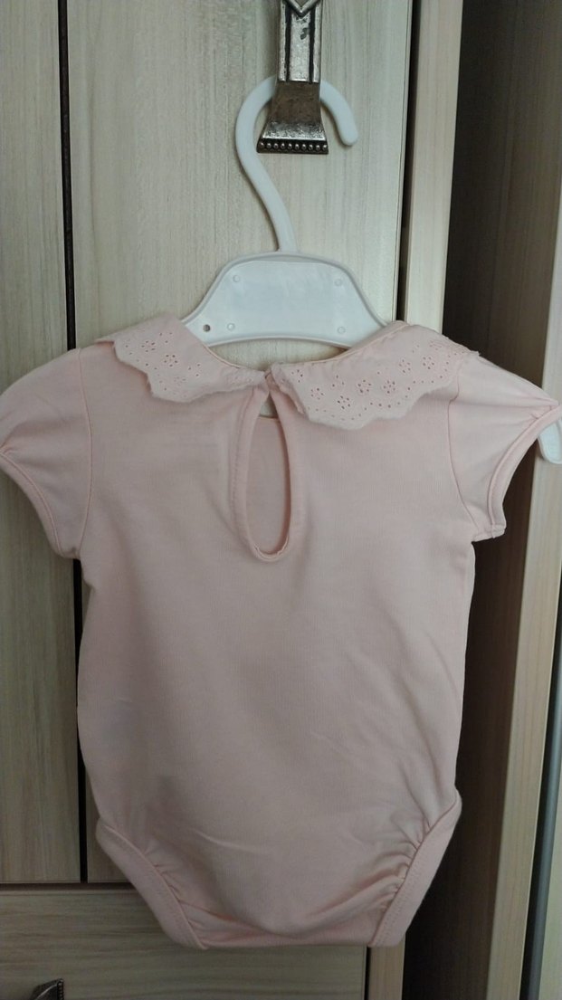 HM marka Pembe Fırfırlı Kısa Kollu Kız Bebek 2li Zıbın - Görsel 2