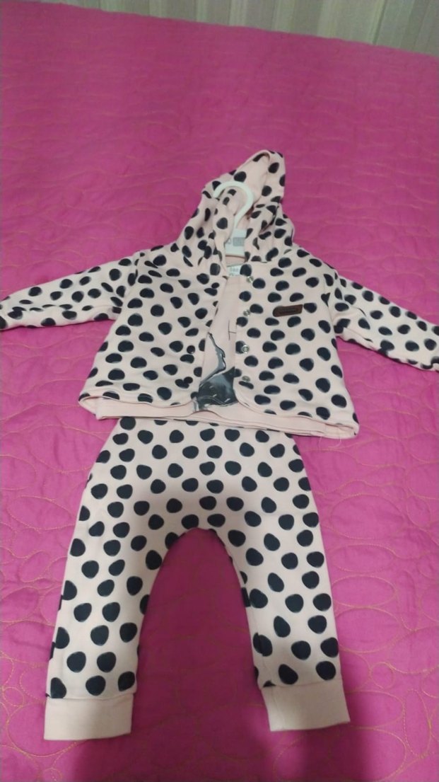 Pembe Baskılı Bebek Kız Kıyafet Takımı / 3 ay - Görsel 3