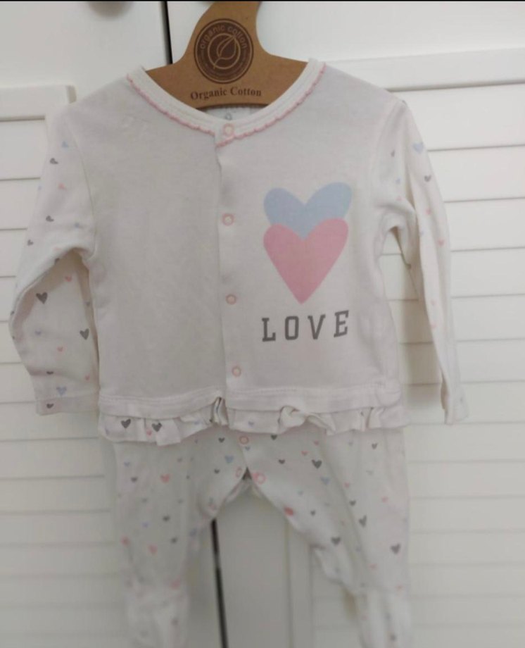 Beyaz Baskılı Sevimli Kız Bebek Tulum - Görsel 2