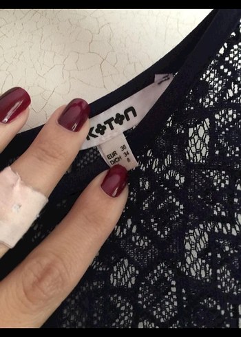 Dantel Detaylı Lacivert Midi Elbise - Görsel 3