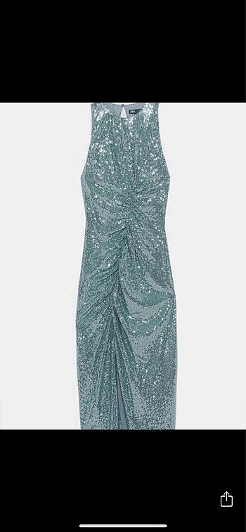 Zara Zara mint rengi payetli gece elbisesi