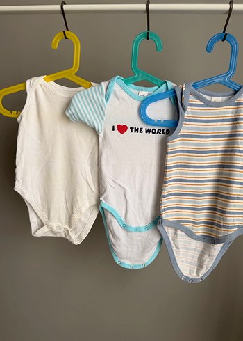 3 adet Bebek Erkek Kolsuz Beyaz Body - Görsel 4