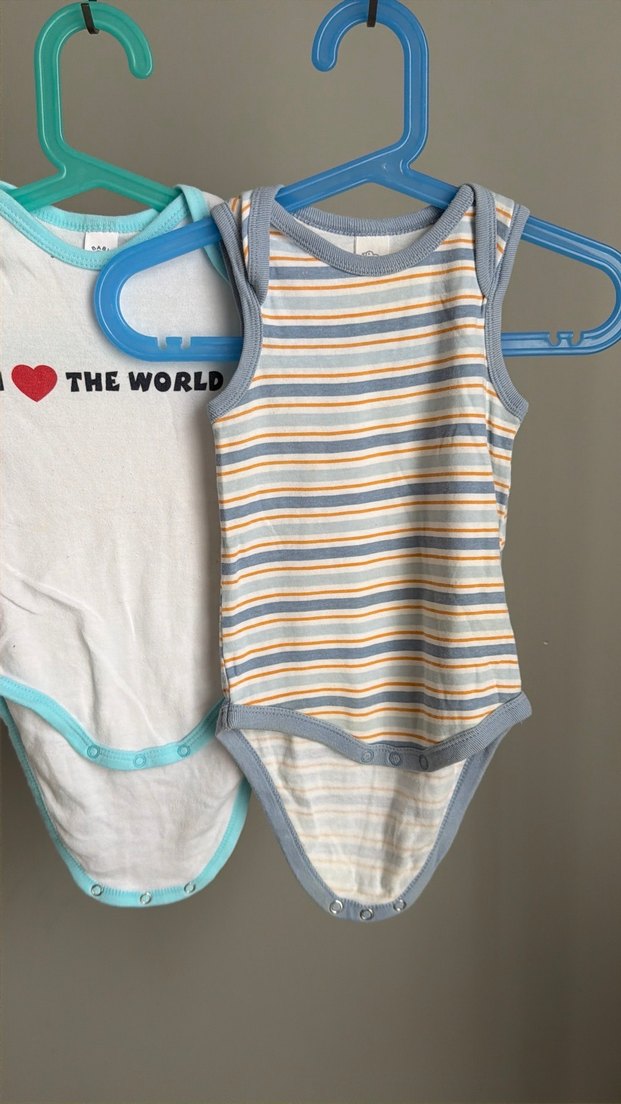 3 adet Bebek Erkek Kolsuz Beyaz Body - Görsel 2