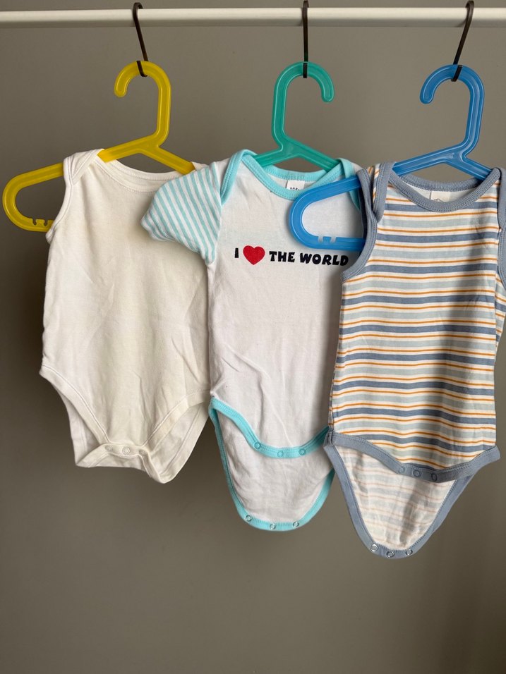 3 adet Bebek Erkek Kolsuz Beyaz Body - Görsel 4