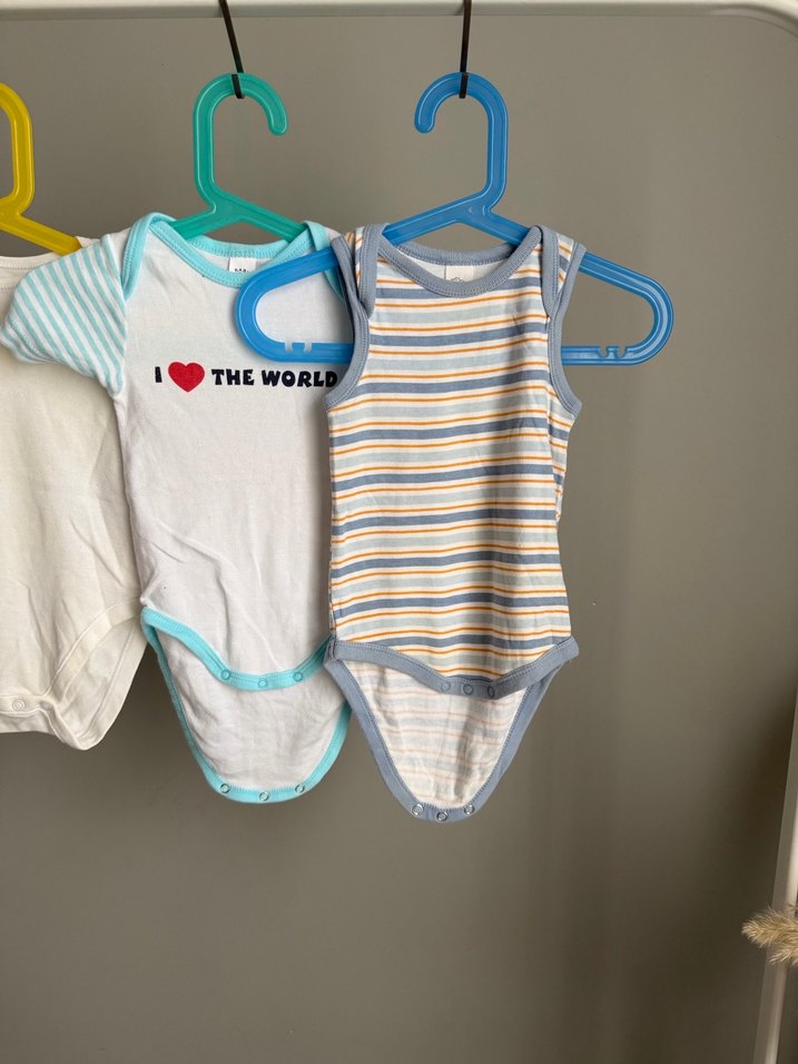 3 adet Bebek Erkek Kolsuz Beyaz Body - Görsel 3