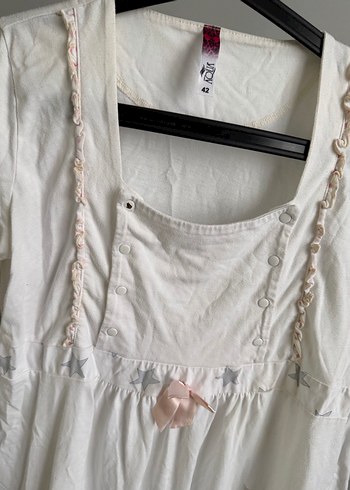 Vintage model lohusa emzirmeye uygun pijama üstü - Görsel 2