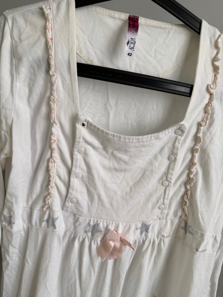 Vintage model lohusa emzirmeye uygun pijama üstü - Görsel 2