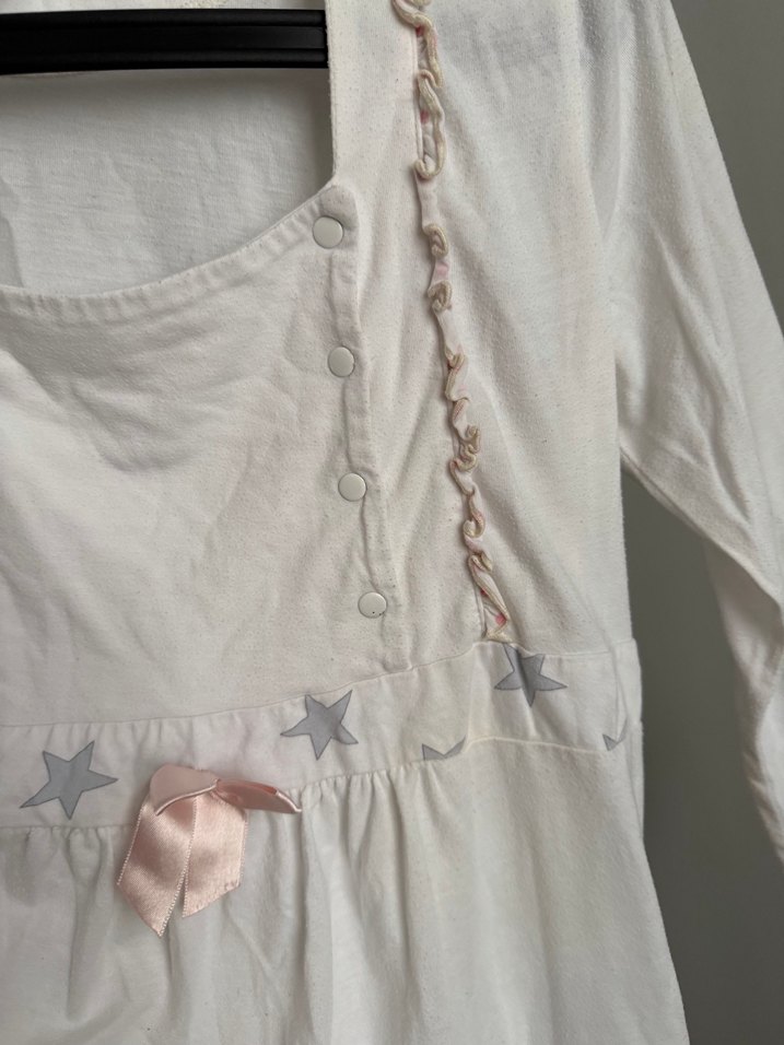 Vintage model lohusa emzirmeye uygun pijama üstü - Görsel 5