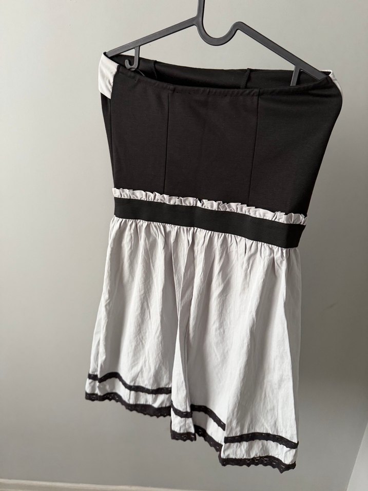 Gri straplez mini elbise - Görsel 5