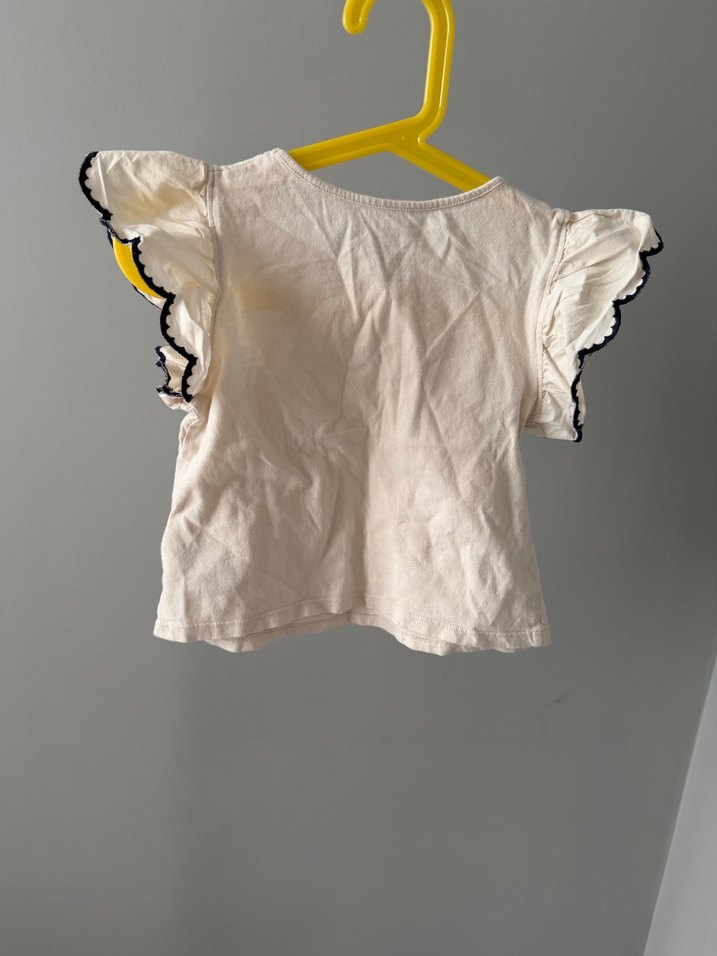 Kız Çocuk Beyaz Fırfırlı Kısa Kollu Tişört - Görsel 5