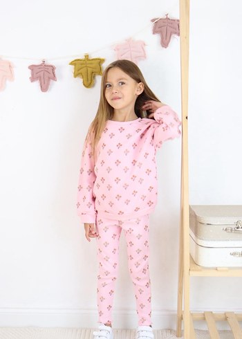 Zara Pembe Desenli çocuk Kız Takımı Dantelli
