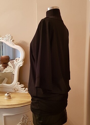 Diğer Deri Etekli Mini Şık Elbise