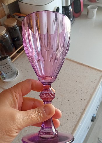 Lav Pastel Mor Ayaklı 6'lı Kadeh Seti büyük boy