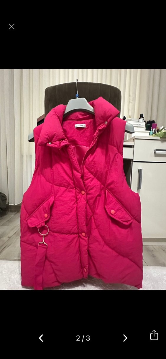 Pembe Düğmeli şişme Yelek - Görsel 2