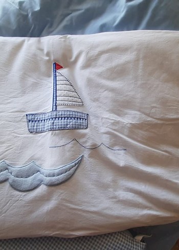 Mavi Nakışlı Bebek Uyku Seti - Görsel 9