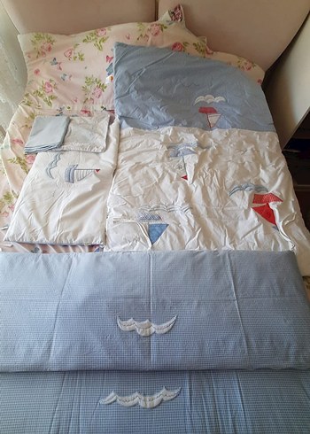 Mavi Nakışlı Bebek Uyku Seti - Görsel 3