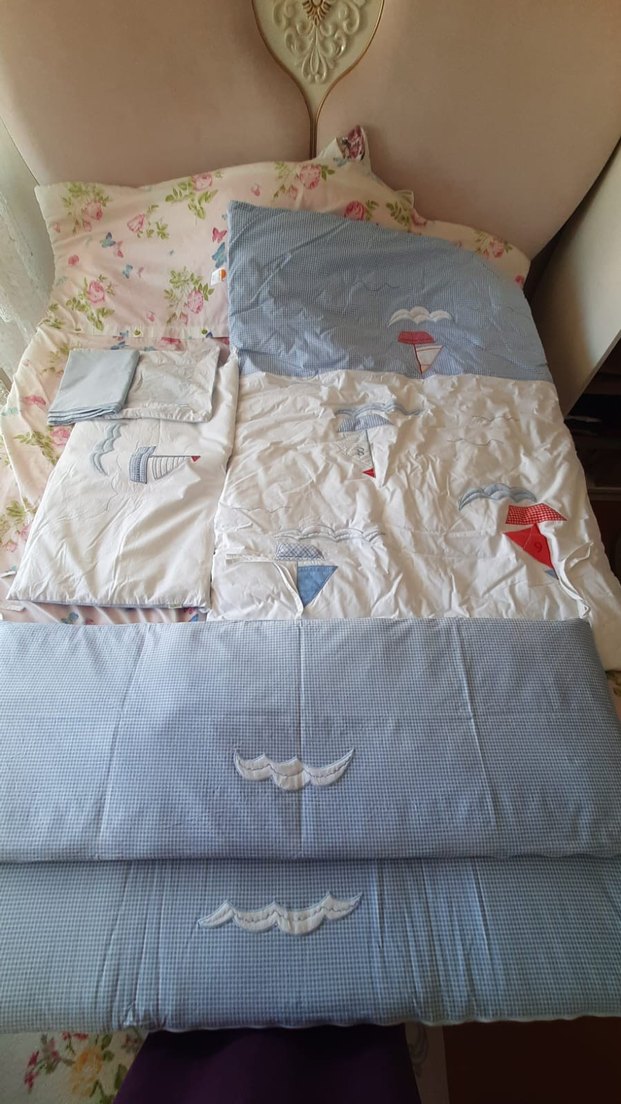 Mavi Nakışlı Bebek Uyku Seti - Görsel 3