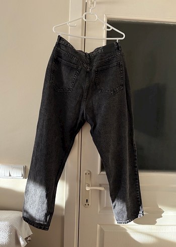 Pull and Bear Gri Midi Boy Rahat Kesim Kadın Kot Pantolon