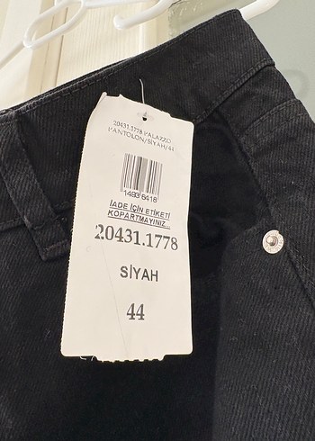 44 Beden Kadın Siyah Bol Kesim Midi Kot Pantolon